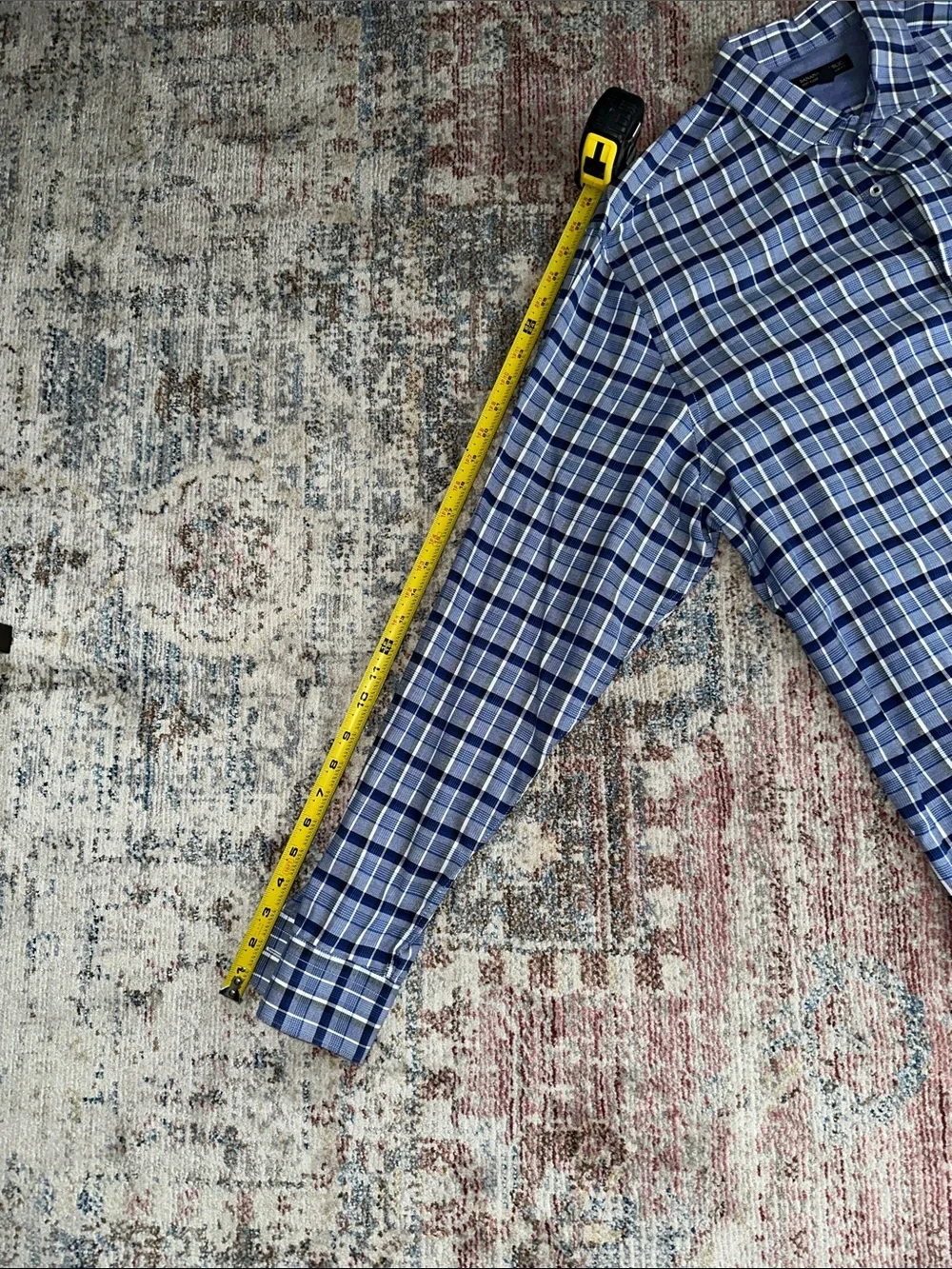 Banana Republic soft Wash Tailored  Fit Blue/ White Plaid Button-Down Shirt XL